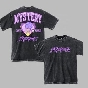 Camisetas de hombre 2026 personalizadas 100% algodón de alta calidad, estilo gótico, holgadas, pesadas, desgastadas, de estilo urbano, de seda peinada - Product Image 6