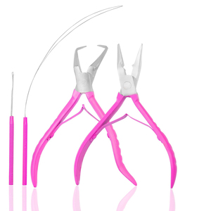 Hair Extension <b>Pliers</b> <b>Set</b> Stainless Steel Pink Handle Tools for Installation and Removal - Product Image 1