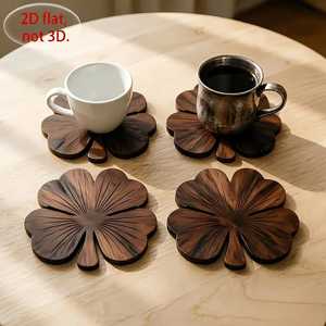 Ensemble de sous-verres en bois en forme de feuille d'érable, décoration d'automne, tapis de boisson en bois dur, coussin pour tasse à café, protection de surface de table - Product Image 2