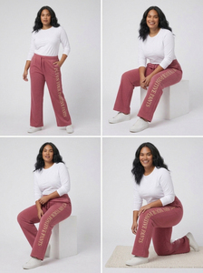 Pantalon évasé pour femme, taille à cordon, jambe large, en molleton, longueur intégrale, style jogging ample, pour l'hiver - Product Image 6