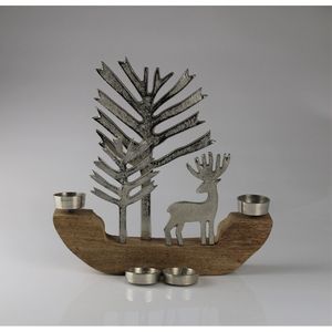Handmade Modern Design <b>Christmas</b> Tree Reindeer Ornament Prime Quality Metal Sculpture with Wooden Base for Hotel <b>Christmas</b> Decor - Product Image 4
