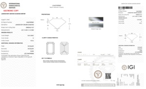 Diamant de 1,00 carat certifié IGI, couleur D, pureté VVS2, taille émeraude, cultivé en laboratoire par CVD, pour bague de fiançailles, diamants en vrac - Product Image 2