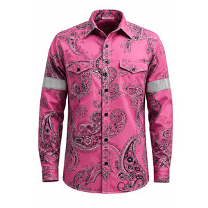 Paisley Print NFPA2112 FR <b>Shirts</b> Flame Resistant Top 6.5OZ CAT2 Men's Buttons ASTM Certified Two Chest Pockets Fire Retardant - Product Image 2