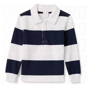 Polo à manches longues rayé en tricot pour homme, style preppy, design bicolore, coupe classique, blanc bleu marine - Product Image 6