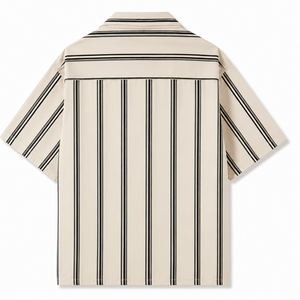 เสื้อเชิ้ตลำลองแขนสั้นลายทางสำหรับผู้ชาย ปกพับได้ ใส่ได้ในฤดูร้อน - Product Image 6