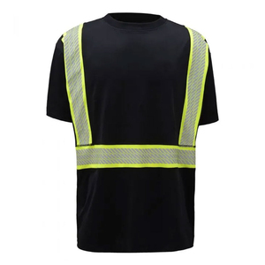 เสื้อยืดผ้าฝ้ายโพลีเอสเตอร์สะท้อนแสงสำหรับผู้ชาย เสื้อทำงานเพื่อความปลอดภัยมองเห็นได้ชัด เสื้อยูนิฟอร์มก่อสร้าง เสื้อยืดนิรภัยบนท้องถนน - Product Image 2
