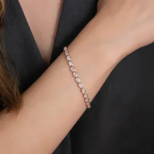 Lab grown diamond bracelet IGI certified tennis bracelet Oval bezel <b>set</b> <b>bangle</b> 10K rose gold jewelry East West Oval Lab Grown - Product Image 3