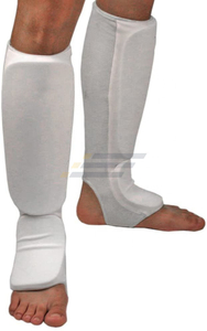 Protège-tibias en néoprène blanc pour la boxe, équipement de protection élastique à enfiler, respirant, couleur unie, pour homme adulte - Product Image 4