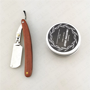 Premium Foldable Leaf Design <b>Wood</b> Handle Stainless Steel Barber Razor Reusable Straight <b>Shaving</b> <b>Tool</b> Custom Color Private Label - Product Image 5