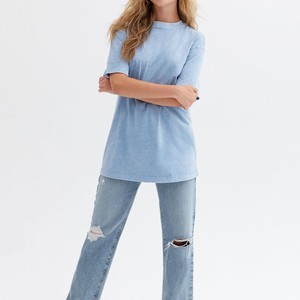 Camiseta de Manga Corta con Cuello Redondo Extra Grande para Mujer, Color Sólido, 100% Algodón, Corte Holgado, Estilo Casual de Primavera/Verano - Product Image 3