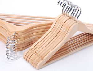 Cintres en bois hautement polis, très demandés, de haute qualité, personnalisés, en bois naturel brun, fabrication sur mesure en usine - Product Image 1