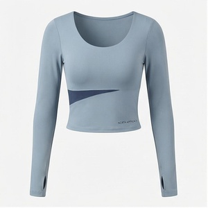 เสื้อครอปโยคะแขนยาวพิมพ์ลาย North Approach ชุด 2 ชิ้น ปรับแต่งได้ ระบายอากาศดี ดีไซน์ไร้ตะเข็บ ชุดกีฬาผู้หญิง - Product Image 1