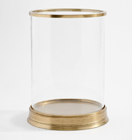 Nuevo diseño: Juego de 2 portavelas de cristal con base de metal dorado, soporte de lujo para velas, ofrece opciones de personalización.