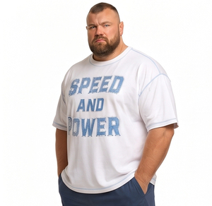 Men Plus Size Gym Wear T Shirt Distressed Embroidered Short Sleeve Tee Contrast Seam Crew Neck T-Shirts Men Fitness Wear Tee Top - Product Image 4