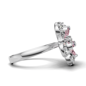 18KT Gold Pink Pear Lab Grown Diamond Flower <b>Ring</b> with Rhodium Plating Luxury Floral Design Women's Fine Jewelry - Product Image 3