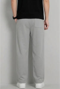 New <b>Time</b> <b>Men's</b> Gray Lightweight 100% Cotton Sweatpants Elastic Waist Drawstring Knitted Casual Autumn Wear Breathable <b>Right</b> Leg - Product Image 3