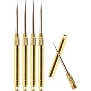 Set Portatile di 5 Stuzzicadenti in Acciaio Inox Dorati con Portastuzzicadenti Tascabile, Bastoncini Riutilizzabili in Metallo per Frutta e Cocktail, Ideali per il Campeggio - Product Image 1
