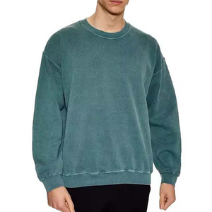 Sudaderas Básicas de Diseño Personalizado para Hombre, Estilo Streetwear Holgado, Cuello Redondo, Lavado Ácido, con Botones, para Invierno - Product Image 1