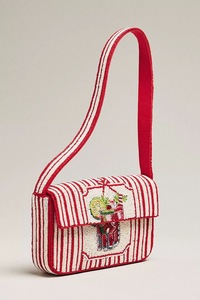Sac de soirée perlé fait main, motif floral géométrique, pochette à rabat pour fête et mariage - Product Image 2