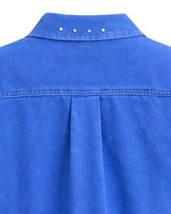 Chaqueta Vaquera Corta Azul Personalizada para Mujer con Cierre de Botones Frontales con Pedrería, Manga Larga, Estilo Urbano, Top para Fiesta - Product Image 6