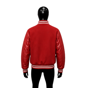 Veste rouge tendance pour homme, vêtement d'extérieur streetwear, veste varsity à boutons pression, veste varsity en laine smart casual, veste varsity TIMEL - Product Image 2