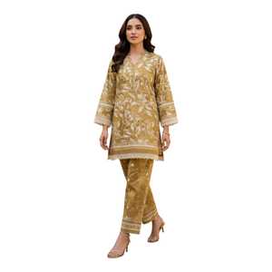 Vêtements indiens et pakistanais haut de gamme imprimés pour femmes, ensemble 2 pièces en tissu léger pour l'été, vêtements cousus en tissu lawn - Product Image 1