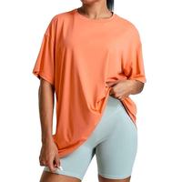 T-shirts décontractés pour femmes en coton/fibre de bambou de haute qualité, col rond, manches courtes, couleur unie, respirants, séchage rapide, été