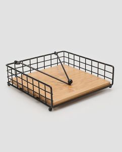 Porta Servilletas de Madera de Acacia y Metal Negro Dorado para Restaurante 2026, al Mejor Precio, el Más Vendido, Porta Servilletas de Mesa Único - Product Image 2