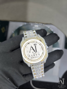 AARVA JEWELS นาฬิกาสแตนเลสสตีลหรูหราประดับเพชร 40 มม. ทรงกลม อนาล็อก ควอตซ์ สำหรับผู้ชายและผู้หญิง แฟชั่นนาฬิกาข้อมือ - Product Image 1