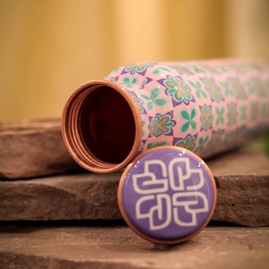 Floral Pattern Ceramic Tumbler Screw-On Lid Reusable Travel <b>Mug</b> Oriental Design Single Wall Unisex - Product Image 1