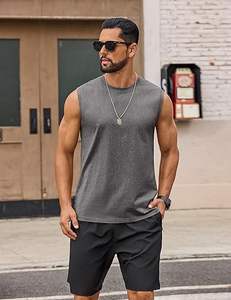 Camiseta sin mangas de algodón para hombre, camiseta interior transpirable con canalé, camiseta ligera de algodón para hombre, ropa masculina - Product Image 1
