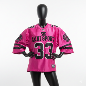 Camiseta de Fútbol Femenina de Alta Calidad, 180GSM, Micro Poliéster Suave al Tacto, Diseño de Paneles Rosa y Negro, Personalizable, Camiseta de Fútbol Femenina de Algodón - Product Image 1