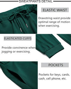 Conjunto deportivo informal para hombre, tela transpirable de mezcla de algodón, pantalones jogger de corte ajustado, cintura elástica, para gimnasio, entrenamiento, correr, uso diario. - Product Image 6