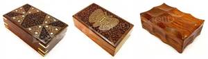 Boîte de découpe et de sculpture en bois artisanale Coffre de rangement rustique polyvalent avec détails sculptés complexes - Product Image 2