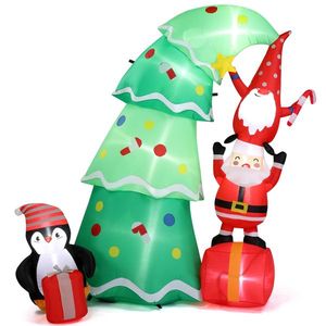 6 FT divertente albero di natale elfo Babbo Natale decorazioni gonfiabili cortile illuminate luci LED incorporate per decorazioni per feste - Product Image 2
