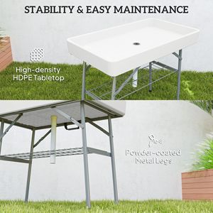 3.4ft Folding Outdoor <b>Table</b> Drain and Fill Chill Storage Shelf Parti Drink Cooler for <b>Party</b> or Outdoor Activities - Product Image 6
