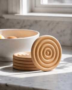 Custom Vintage Bamboo Wooden <b>Drink</b> <b>Coasters</b> Absorbent <b>Coaster</b> Set <b>for</b> Kitchen Dining Room Coffee Tea Wedding Use - Product Image 1