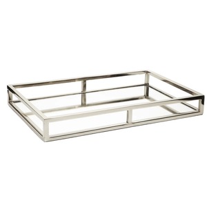 Rectangular Metal Storage Tray Polished Finish Minimalist Design Single Tier <b>Tabletop</b> Organizer - Product Image 5