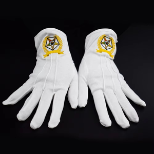 Guantes Masónicos Blancos Bordados Personalizados, Guantes de Algodón para Francmasonería, Guantes Masónicos Blancos con Logotipo del Arco Real de Alta Calidad - Product Image 1