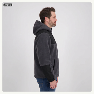 Men's Heavyweight Sherpa <b>Fleece</b> Full-Zip Color Block Hoodie <b>Jacket</b> for Outdoor Winter - Product Image 3