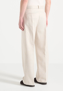 Men's High Waist Wide Leg Cotton Sweatpants <b>Belt</b> Pleated Front Plus Size Customizable All Seasons Lightweight Breathable <b>Elastic</b> - Product Image 5