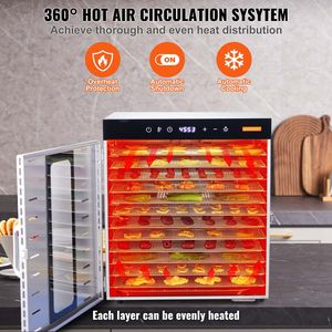 Essiccatore Elettrico per Alimenti in Acciaio Inox a 10 Vassoi, 1000W, Timer Digitale, Temperatura Regolabile per Uso Domestico - Product Image 6