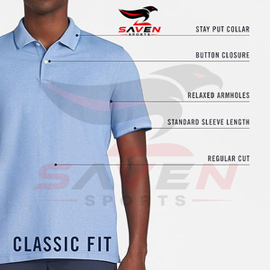 Mens Light <b>Blue</b> Classic <b>Polo</b> <b>Shirt</b> Short Sleeve Pique Cotton Golf T <b>Shirt</b> Custom Logo Slim Fit Plain Casual Wear - Product Image 6