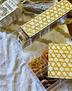 Caja de Dulces PearlNoor Crescent, Organizador de Dulces de Lujo Hecho a Mano con Madera y Acrílico con Incrustaciones de Madreperla para Decoración de Ramadán, Iftar y Eid - Product Image 1