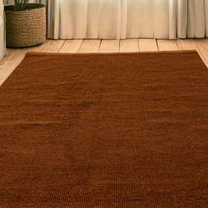 Tapis bouclé tissé à la main Flame, couleur safran orange, en laine, tapis artisanal de Mirzapur, tapis de sol texturé fait main - Product Image 5