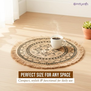 Premium Quality Printed Jute <b>Round</b> <b>Mat</b> for Living Room Bedroom Hallway and Entryway Use Available At Export Price - Product Image 4