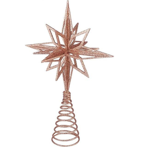 Décoration de sapin de Noël en forme d'étoile en métal de qualité supérieure, rose, à suspendre, pour décorer le sapin de Noël. - Product Image 2