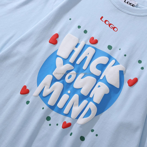 Personalizable de los hombres de gran tamaño Loose Fit Camisetas de fábrica de moda Streetwear para Puff Print Nueva tendencia hecha de poliéster/algodón OEM - Product Image 5