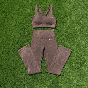 Conjunto Deportivo para Mujer, Color Marrón, Efecto Deslavado, Bra Deportivo y Leggings Acampanados de Cintura Alta, para Gimnasio, Yoga y Entrenamiento - Product Image 6