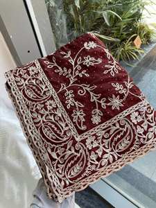 ผ้าส่าหรีงานปาร์ตี้ผ้าไหมรังโกลีสำหรับผู้หญิง พร้อมงานปักหนักแบบคัทเวิร์คและขอบผ้าแบบอาร์โค - Product Image 4